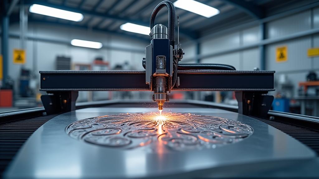 Precision CNC machine cutting metal in a modern, clean workshop.